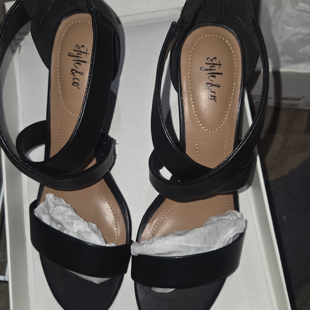 Style & Co. Chic Black Strappy Heels